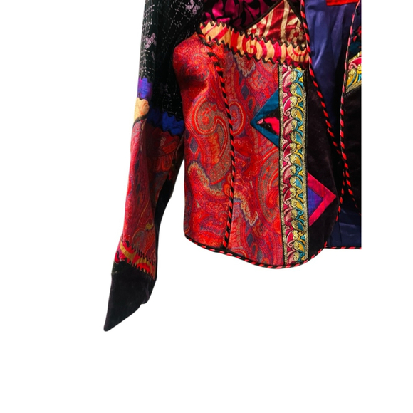 Marie Studer Designs Vintage 90s Colorful Patchwork Festival Jacket Size Medium - Picture 3 of 8